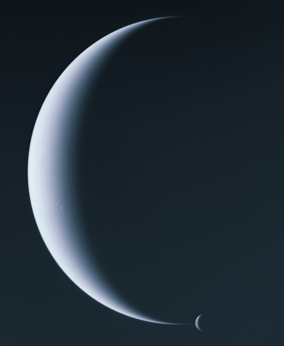 Neptune and its Moon, in crescent phase, thanks to Bill Arnett